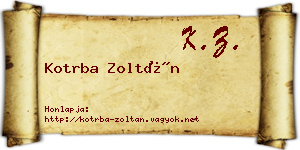Kotrba Zoltán névjegykártya